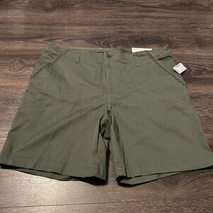 NWT Christopher & Banks Olive Green Shorts Embroidered Pockets Women's 16 High